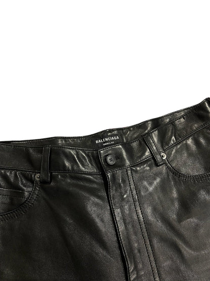 Balenciaga Pantalon en cuir Noir 38 - Les Folies d&