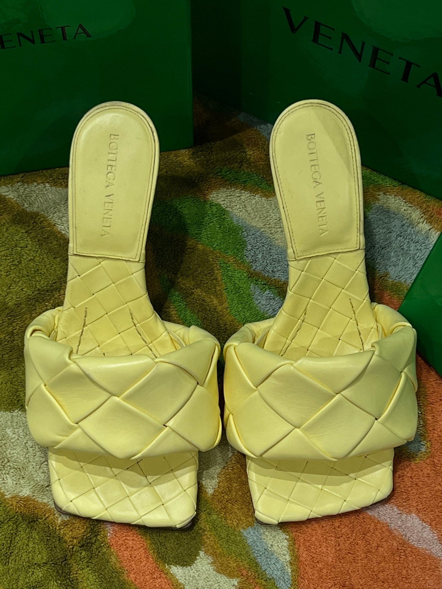 Bottega - mules padded cuir jaune - Les Folies d&