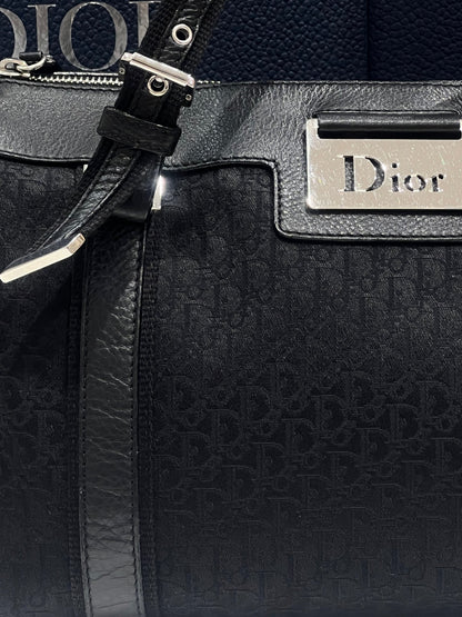 Dior - sac bowling vintage cuir et toile oblique noir - Les Folies d&