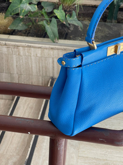 Fendi - Sac Peekaboo bleu MM - Les Folies d&