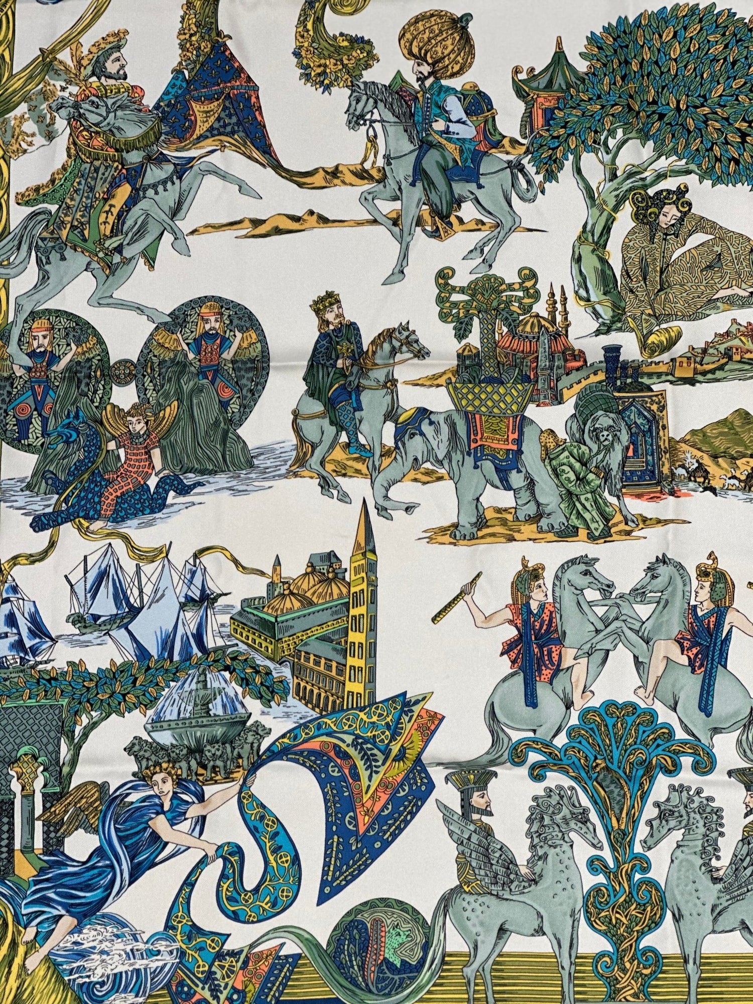 Hermès - Carré 90 «  Au fil de la soie » - Les Folies d&