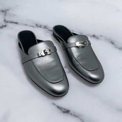 Hermès Mules Oz argentées 37 - Les Folies d&