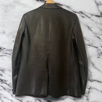 Hermès Veste en cuir grainé Noir 38 - Les Folies d&