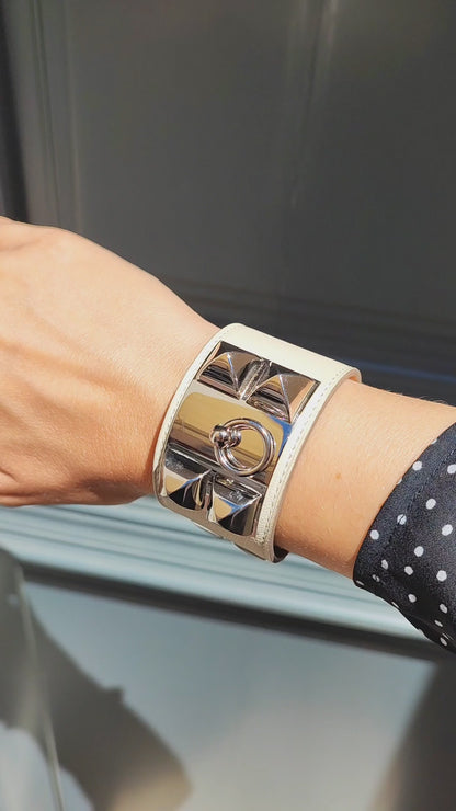 Hermès - Bracelet collier de chien Écru T.S