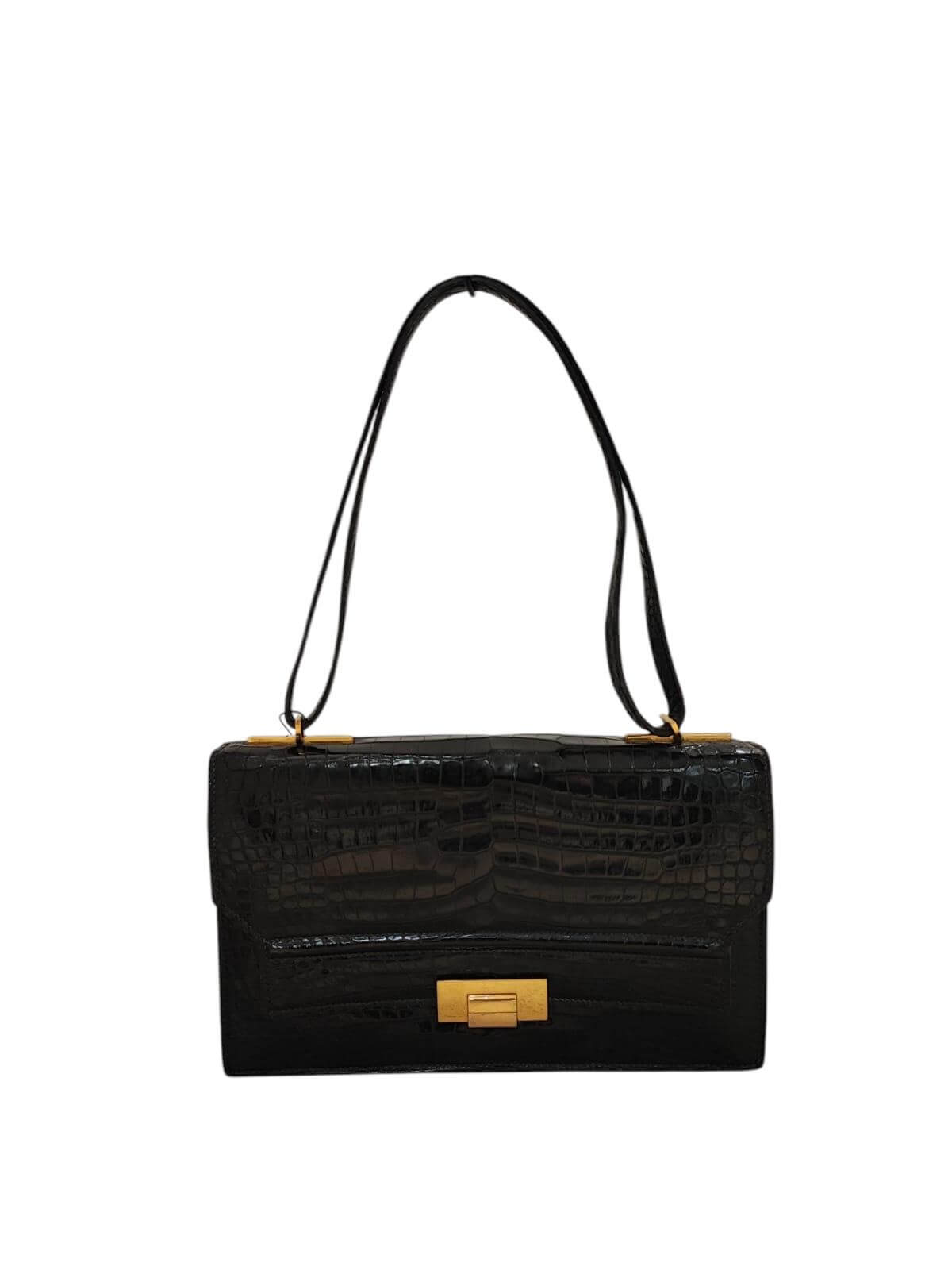 Hermès - Sac à main à rabat crocodile porosus