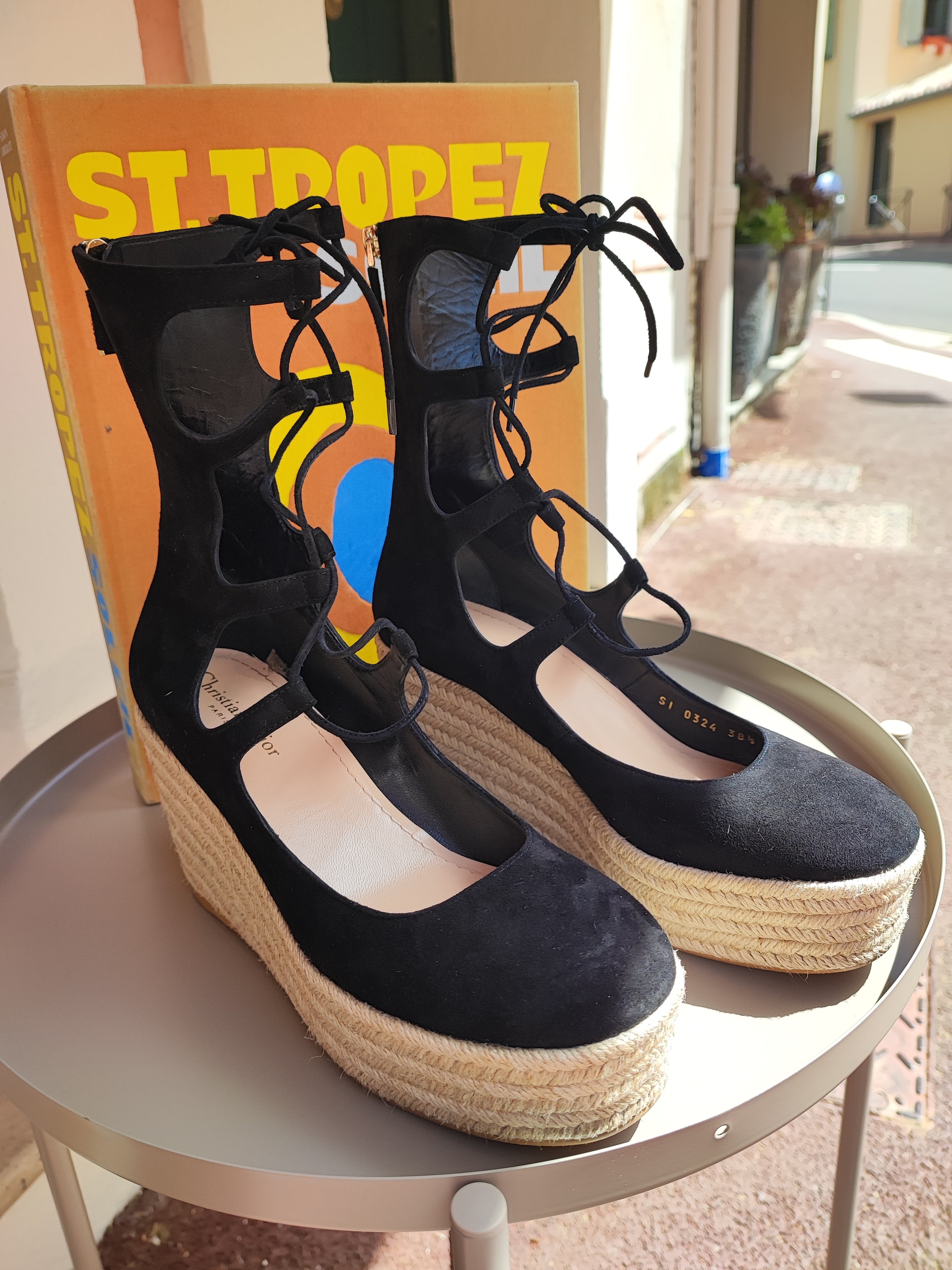 Dior - Schwarze Keil-Espadrilles T38 1/2