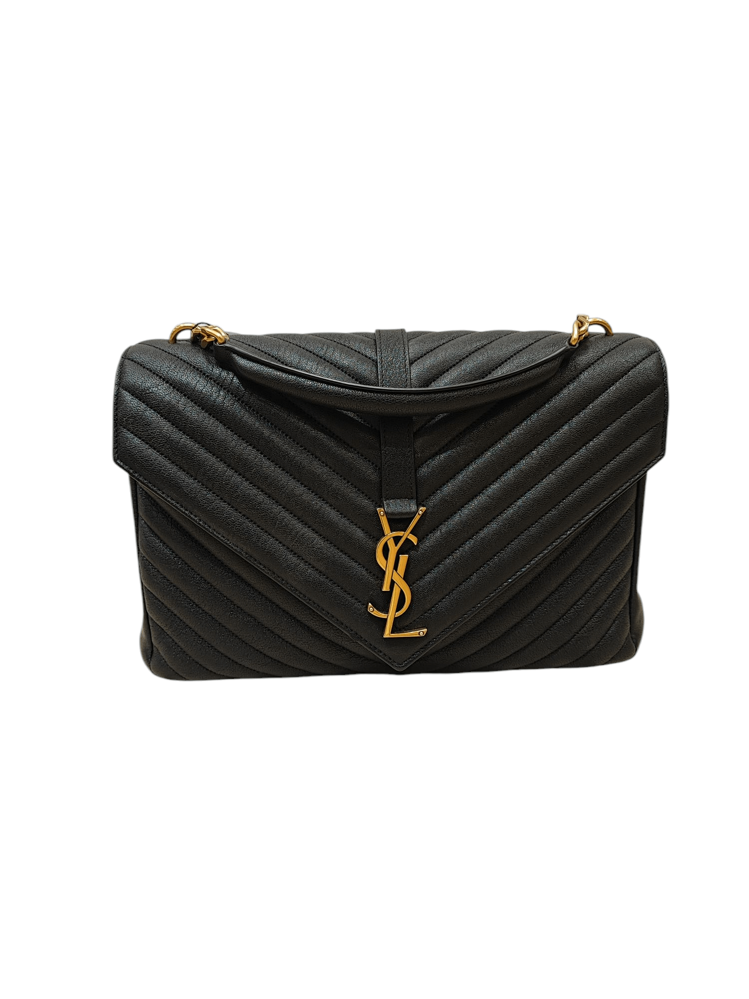 Saint Laurent - Borsa College nera trapuntata a chevron