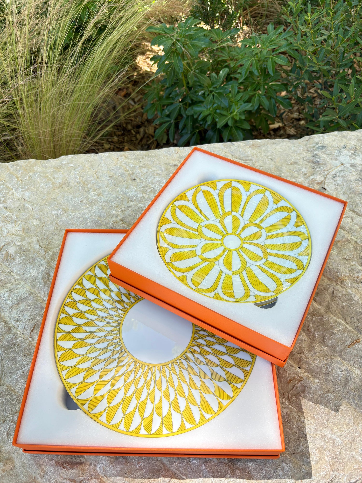 Hermès - Lot de 8 assiettes à dîner Soleil d&