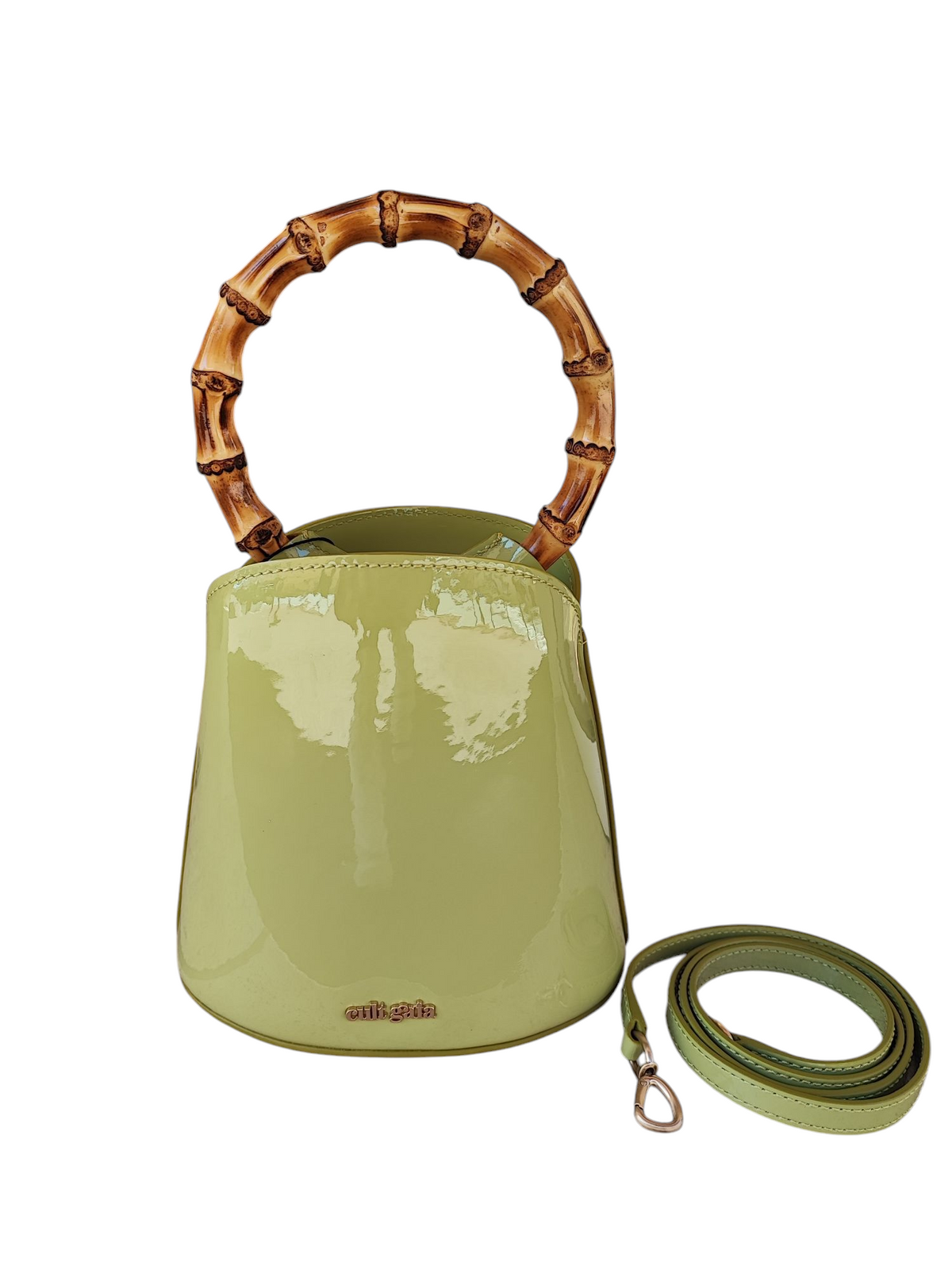 Cult Gaia - Green patent-leather bucket bag