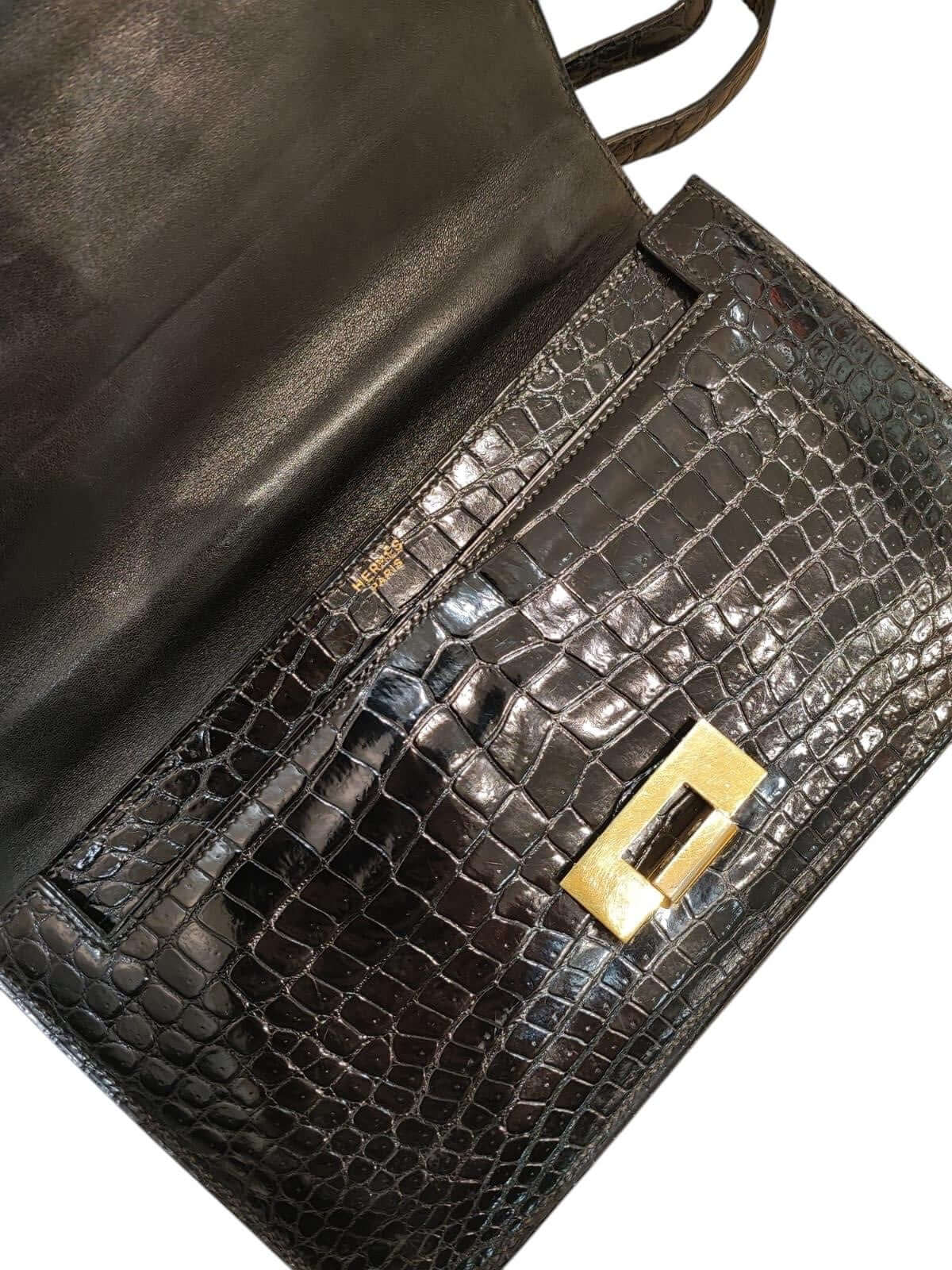 Hermès - Sac à main à rabat crocodile porosus