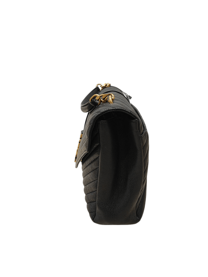 Saint Laurent - Borsa College nera trapuntata a chevron