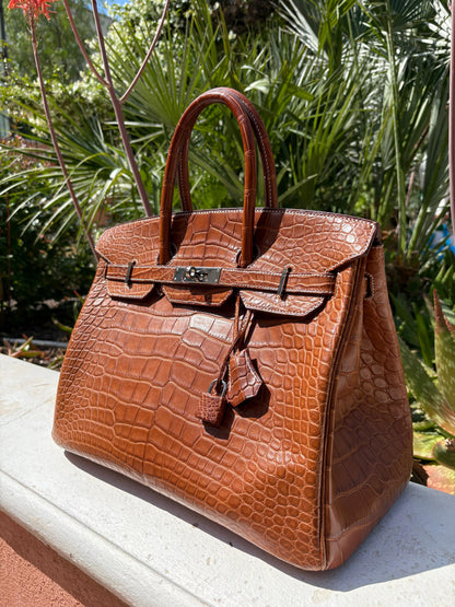 Hermès - Sac Birkin 35 Alligator Mississippiensis Barenia Fauve