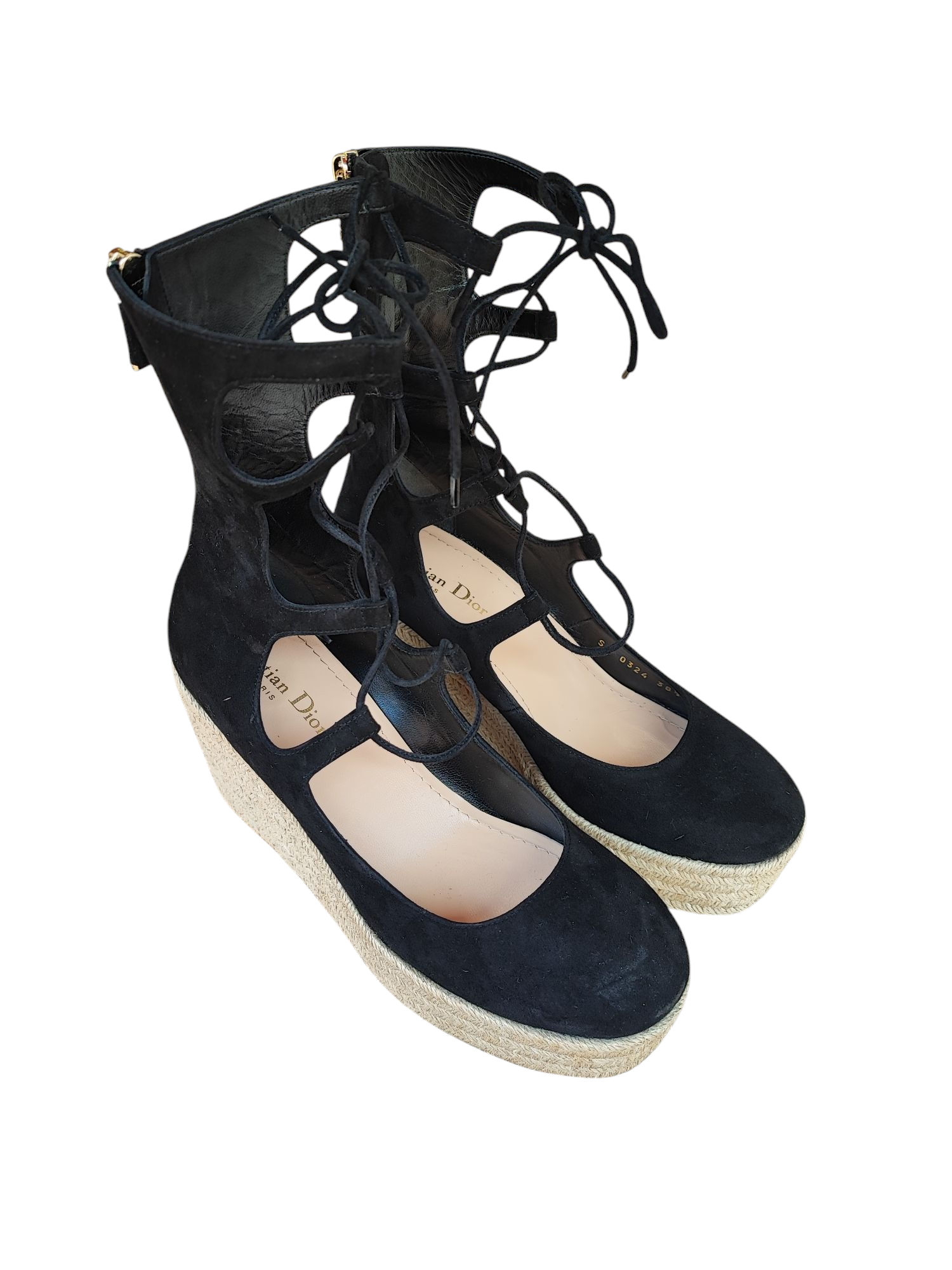 Dior - Schwarze Keil-Espadrilles T38 1/2