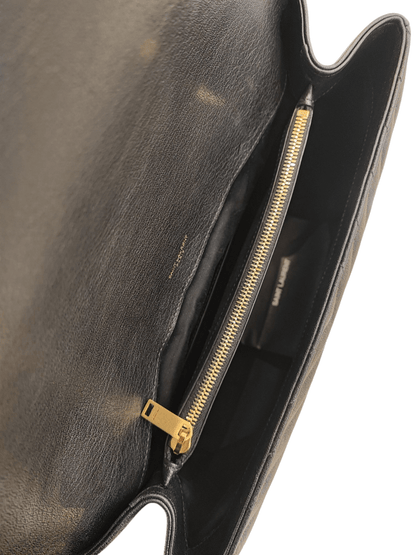 Saint Laurent - Borsa College nera trapuntata a chevron