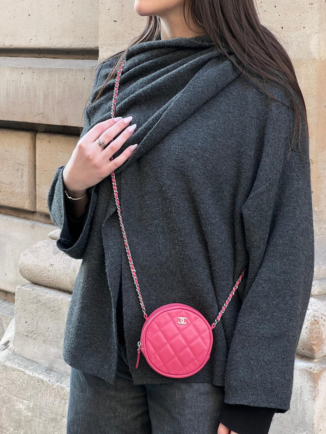 Chanel - Borsa Round on chain rosa