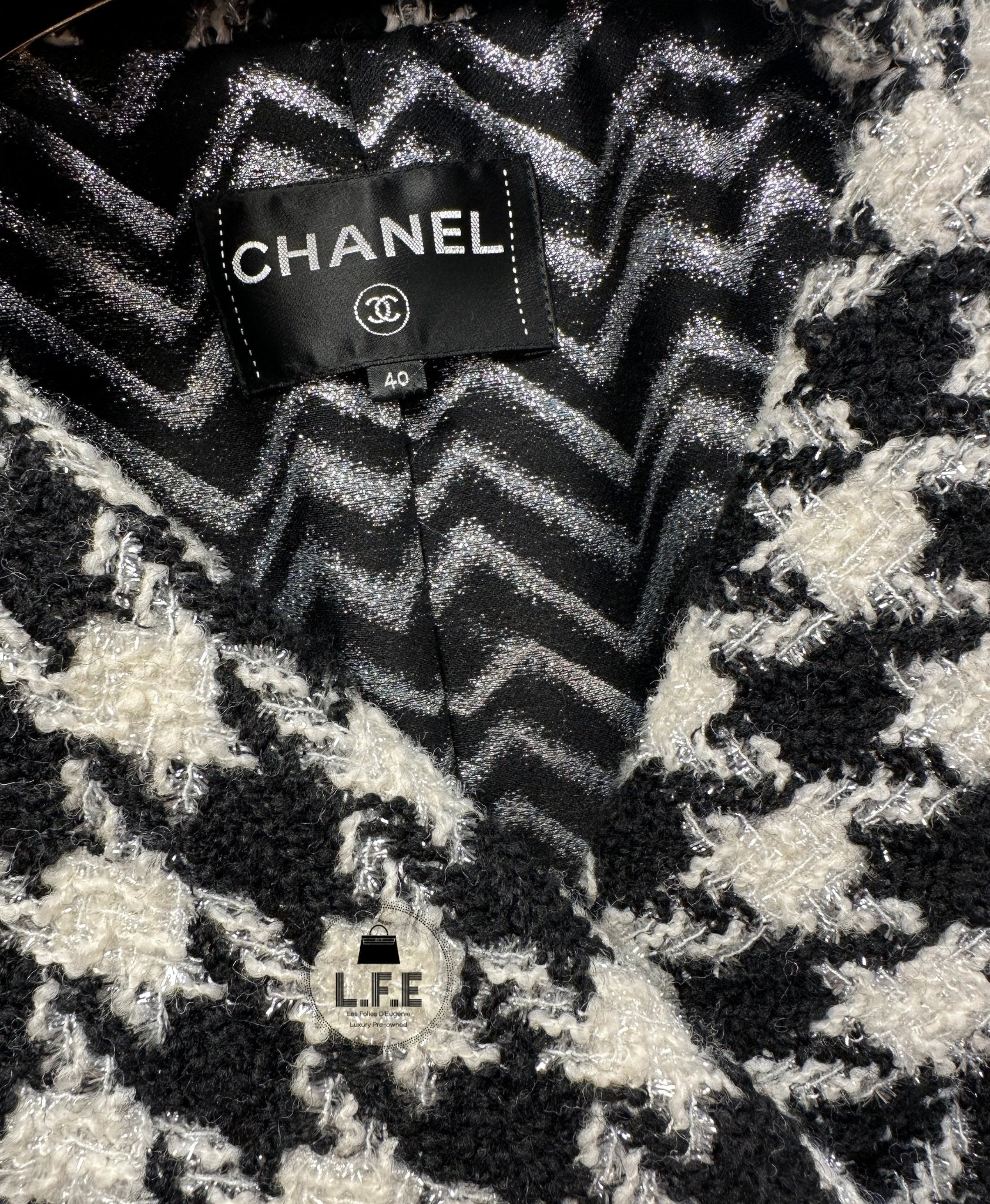 Chanel - Veste Tweed pied de poule - Les Folies d&
