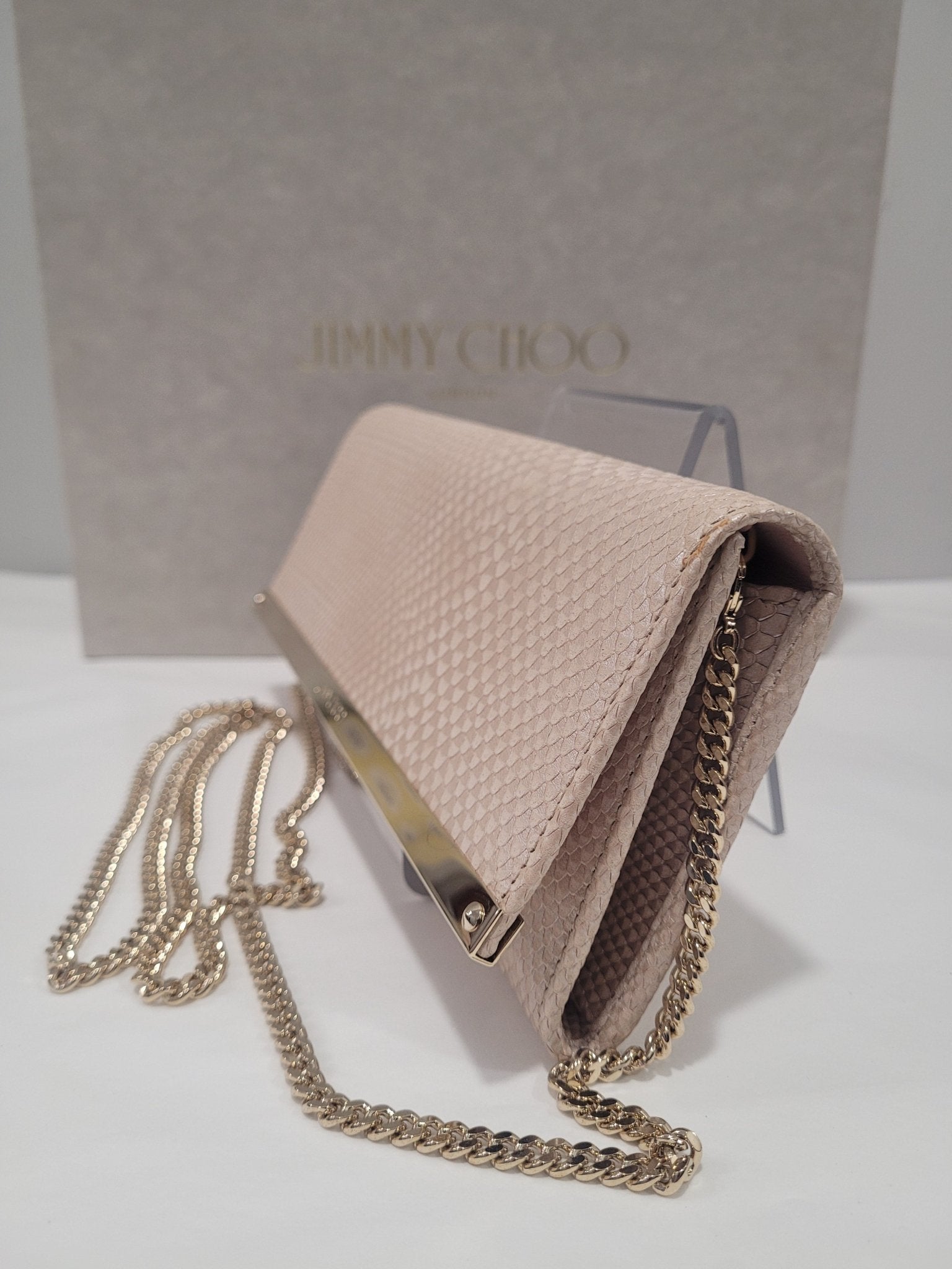 Jimmy Choo - Pochette cuir rose nude - Les Folies d&