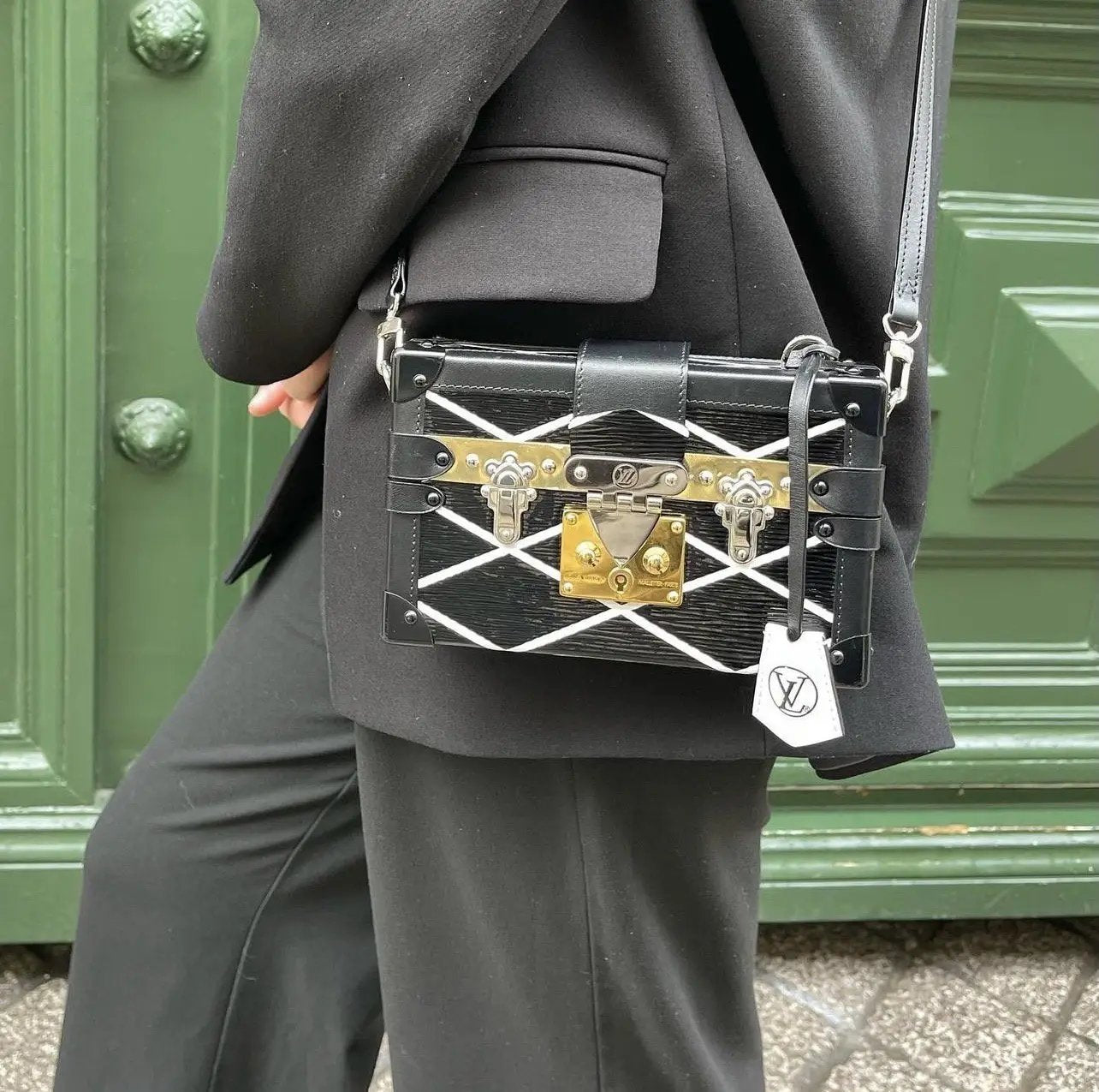 Louis Vuitton Black/White Electric Epi Leather Malletage Petite Malle Bag -  Yoogi's Closet