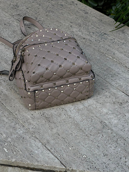 Valentino - Mini sac à dos Rockstud spike nude - Les Folies d&